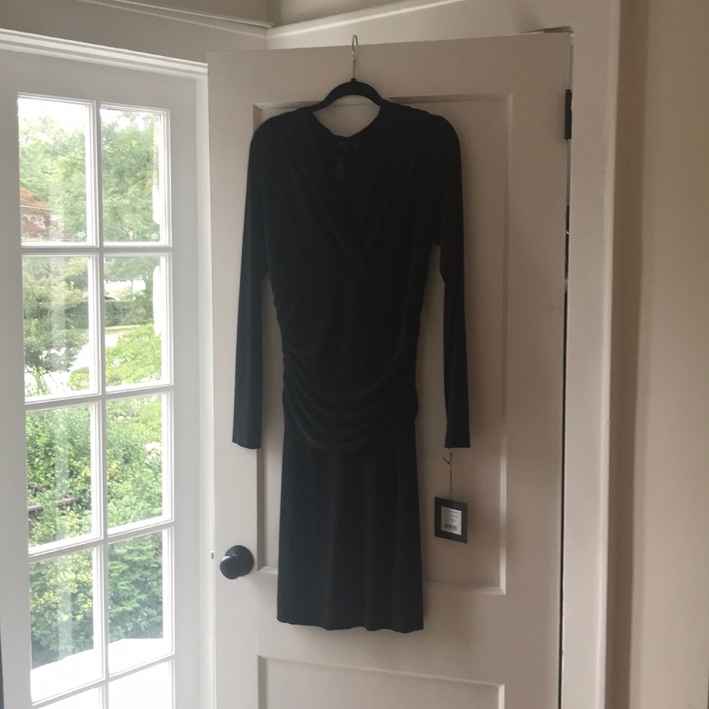 Norma Kamali V-Neck Long Sleeve Dress